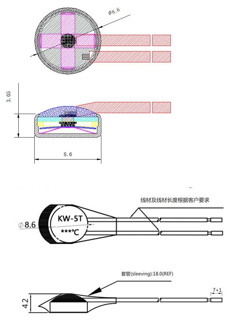 紐扣型熱保護(hù)器外形尺寸